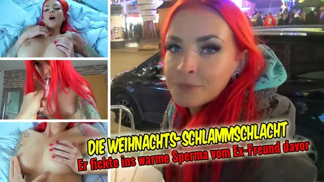 Fremdsperma im engen Loch, die geile Weihnachtssauerei